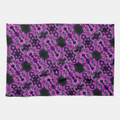 ピンク秋のアスター花抽象芸術アートパターン キッチンタオル (横)