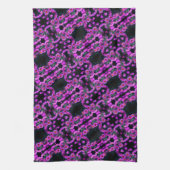 ピンク秋のアスター花抽象芸術アートパターン キッチンタオル (縦)