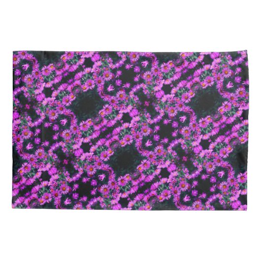 ピンク秋のアスター花抽象芸術アートパターン 枕カバー (裏面)