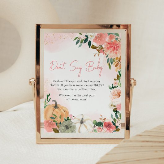 ピンク秋の秋フローラカボチャ言わないベビー ポスター