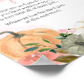 ピンク秋の秋フローラカボチャ言わないベビー ポスター (角)