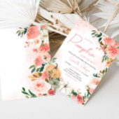 ピンク秋の秋フローラカボチャ赤ちゃんシャワー 招待状