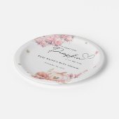 ピンク秋カボチャ花リースガール赤ちゃんシャワー ペーパープレート (アングル)