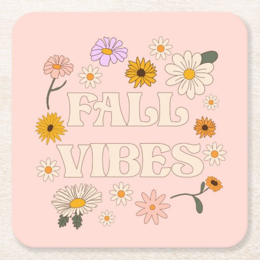 ピンク秋ビベス スクエアペーパーコースター (正面)