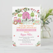 ピンク秋ファームカボチャベビーシャワー 招待状 (スタンド正面)