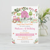 ピンク秋ファームカボチャ誕生日 招待状 (スタンド正面)