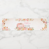 ピンク秋フローラカボチャ赤ちゃんシャワー ペットボトルラベル (シングルラベル)