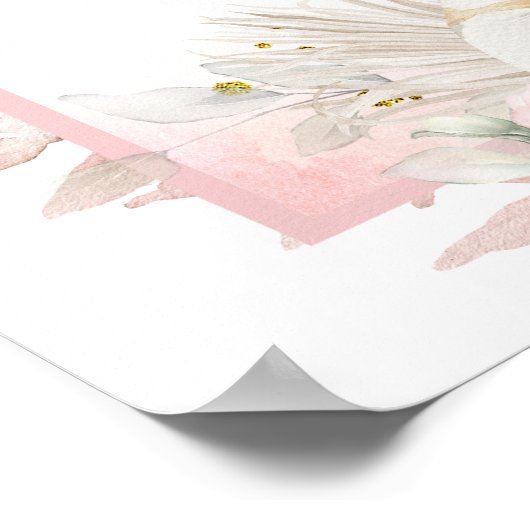 ピンク秋フローラコケットパンプキンウェルカムサイン ポスター (角)