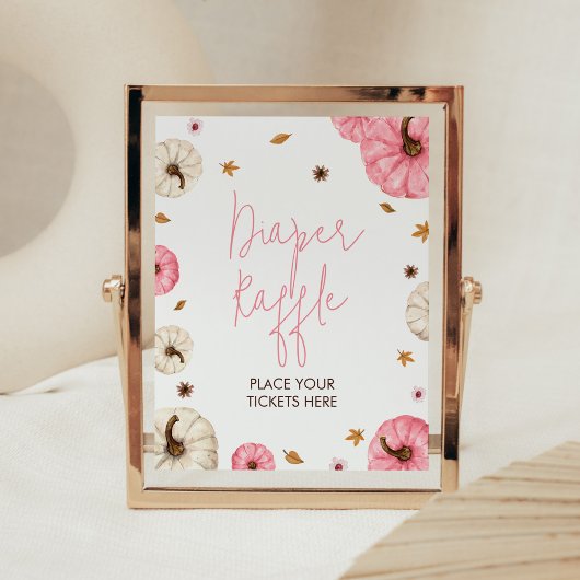 ピンク秋リトルカボチャ赤ちゃんシャワーおむつラッフル ポスター