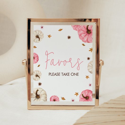 ピンク秋リトルカボチャ赤ちゃんシャワーの好意 ポスター