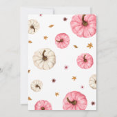 ピンク秋リトルカボチャ赤ちゃんシャワー 招待状 (裏面)