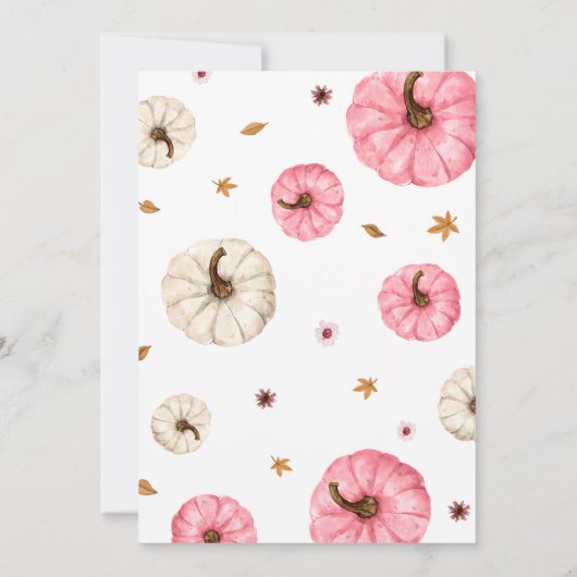 ピンク秋リトルカボチャ赤ちゃんシャワー 招待状 (裏面)