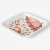 ピンク秋秋をテーマにしたアイテム ペーパープレート (傾斜あり)