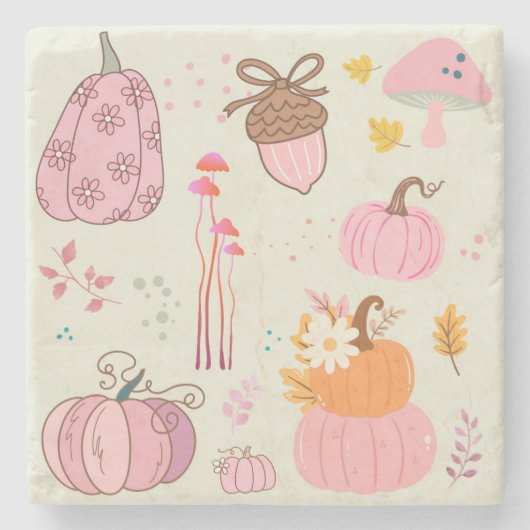 ピンク秋 ストーンコースター (正面)