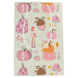 ピンク秋 ミディアムペーパーバッグ