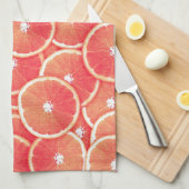 ピンク種のグレープフルーツの切れ キッチンタオル (四つ折り)