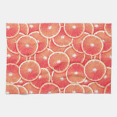 ピンク種のグレープフルーツの切れ キッチンタオル (横)
