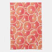 ピンク種のグレープフルーツの切れ キッチンタオル (縦)