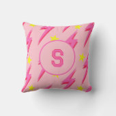 ピンク稲妻ストーミースカイ&サンダーフラッシュパターン クッション (裏面)