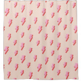 ピンク稲妻ボルトパターン シャワーカーテン (正面)