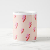 ピンク稲妻ボルトパターン ジャンボコーヒーマグカップ (正面)