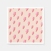 ピンク稲妻ボルトパターン スタンダードカクテルナプキン (正面)
