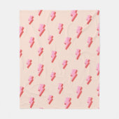 ピンク稲妻ボルトパターン フリースブランケット (正面)