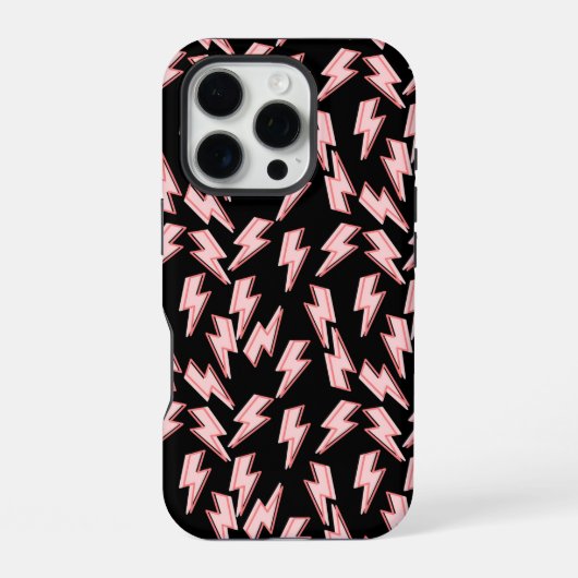 ピンク稲妻ボルトパターン iPhoneケース (裏面)