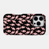 ピンク稲妻ボルトパターン iPhoneケース (裏面横)