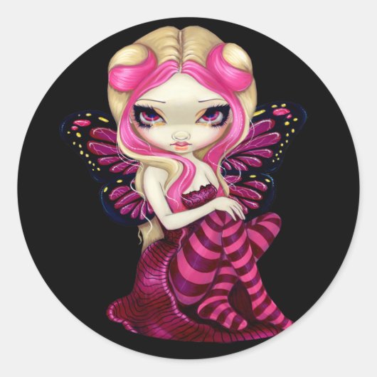 「ピンク稲妻」ステッカー ラウンドシール (正面)