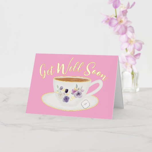 ピンク空白のがすぐ良くな実在る 箔グリーティングカード (蘭)