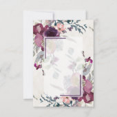 ピンク空白のとブルゴーニュのフローラ予算結婚の 招待状 (正面)