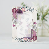 ピンク空白のとブルゴーニュのフローラ予算結婚の 招待状 (スタンド正面)