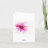 ピンク空白のの花付きカード サンキューカード (裏面)