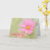 ピンク空白のコスモス考えるズ・オブ・ユー・カード カード (黄色い花)