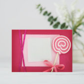 ピンク空白の色の背景に棒つきキャンデーを付けたカード (スタンド正面)