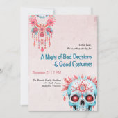 ピンク笑わされるブルーシュガースカルおかしなハロウィーン 招待状 (正面)