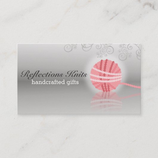 ピンク糸反射編み機編み物クロチェット 名刺 (正面)