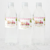 ピンク納屋周囲の庭ファームアニマルバースデーパーティー ペットボトルラベル (ボトル)