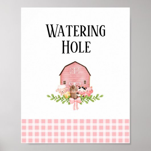 ピンク納屋周囲の庭誕生日ドリンクステーションポスター ポスター (正面)