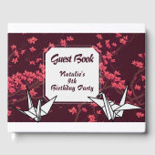 ピンク紙クレーン折り紙さくらんぼブロッサム ゲストブック (正面)