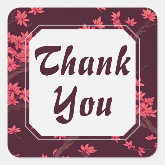 ピンク紙クレーン折り紙さくらんぼブロッサム スクエアシール (正面)