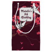 ピンク紙クレーン折り紙さくらんぼブロッサム スモールペーパーバッグ (正面)