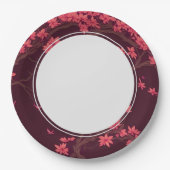 ピンク紙クレーン折り紙さくらんぼブロッサム ペーパープレート (正面)