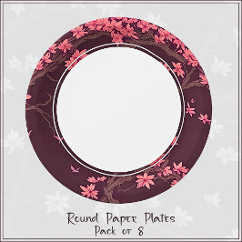 ピンク紙クレーン折り紙さくらんぼブロッサム ペーパープレート