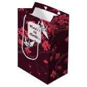 ピンク紙クレーン折り紙さくらんぼブロッサム ミディアムペーパーバッグ (正面アングル)