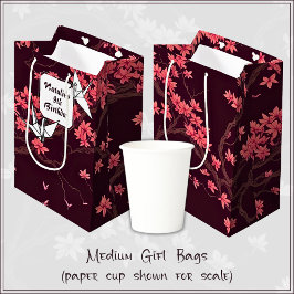 ピンク紙クレーン折り紙さくらんぼブロッサム ミディアムペーパーバッグ