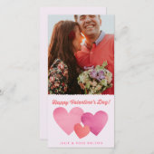 ピンク紙ハートスキニーバレンタインデー シーズンカード (正面/裏面)