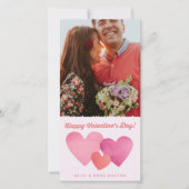 ピンク紙ハートスキニーバレンタインデー シーズンカード (正面)