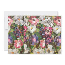 ピンク紙フラワーコラージュ招待状